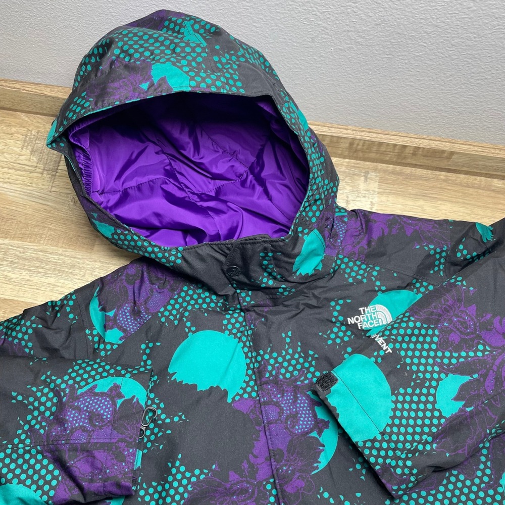 The North Face Girls XL 18 Heatseeker HyVent Ski Jacket Purple Teal Abstract Dot